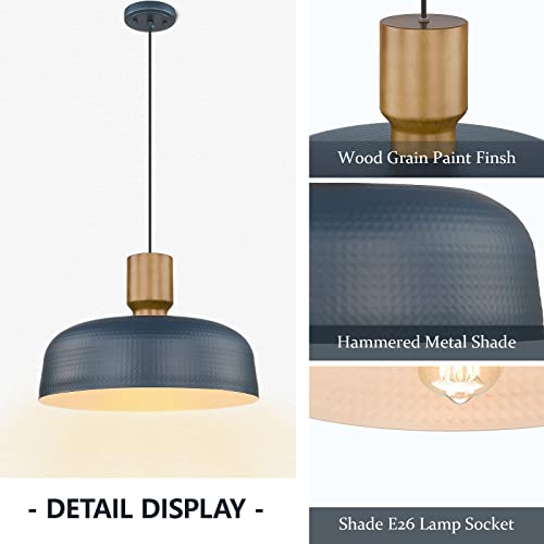 Large Industrial Pendant Light Fixtures with Hammered Metal Shade (2 Count)
