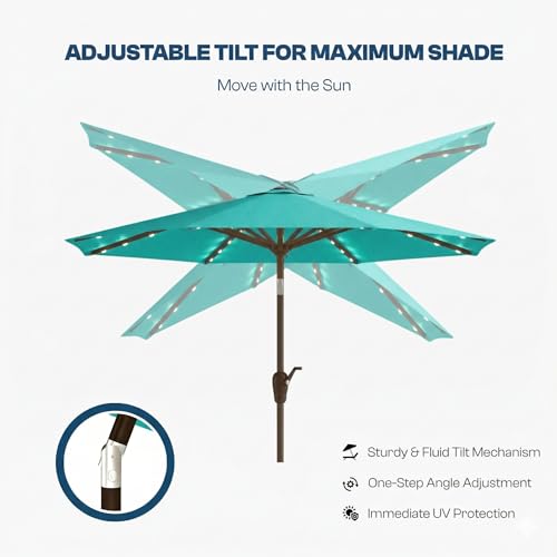 10FT Solar Patio Umbrella with Lights