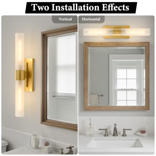 Gold Brass Bathroom Wall Sconce (2 Count)