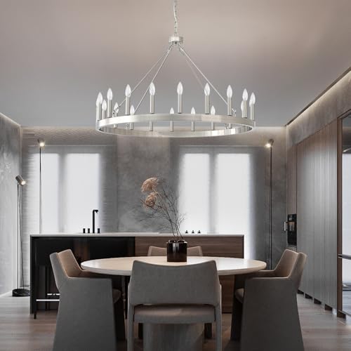 40" Brushed Nickel Wagon Wheel Chandelier 20