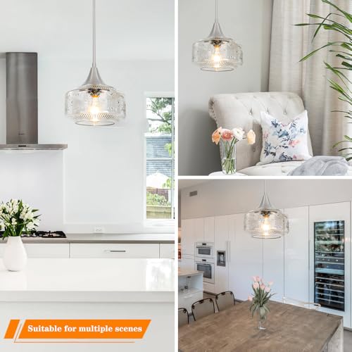 Brushed Nickel Pendant Light Adjustable Hanging Light for Kitchen Island