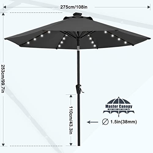 9ft Patio Umbrella with Solar Lights