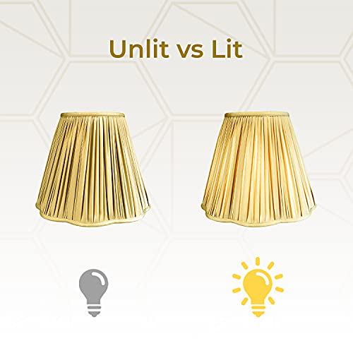 BS-754-14AGL Bottom Scallop Gather Pleat Basic Lamp Shade, 7 x 14 x 11.5, Antique Gold