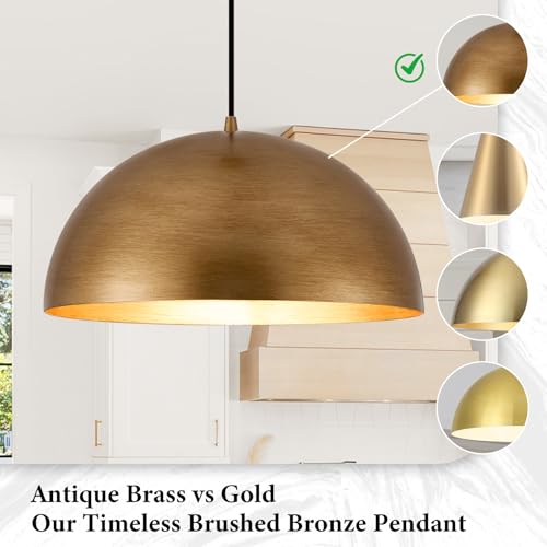 16" Dome Gold Pendant Light