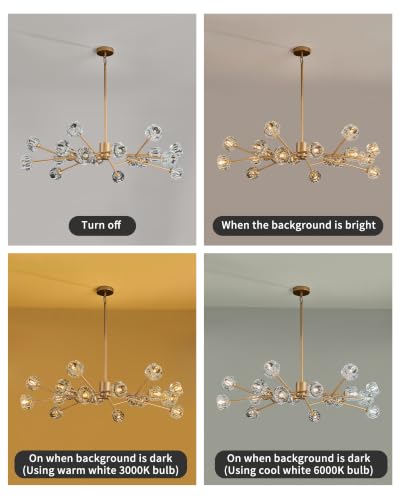 Gold Sputnik Chandeliers for Dining Room Light Fixture Over Table