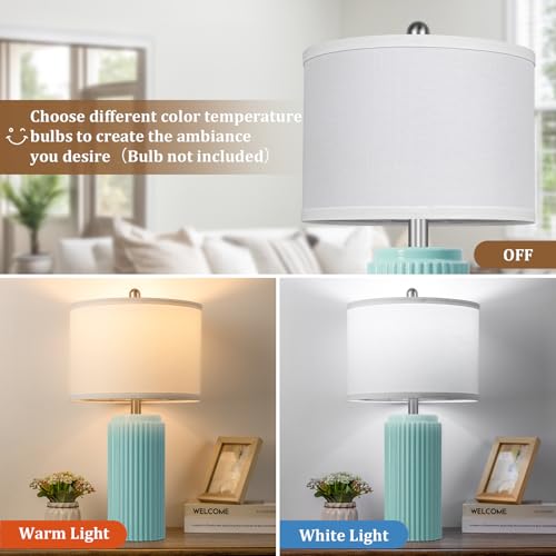 23.5" Light Green Modern Ceramic Table Lamps Set of 2 for Bedside (2 Count)