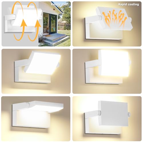 3Pack Outdoor LED Wall Light 40W White Flood Lights 350°Rotation Exterior Lighting Fixture Commercial Security 3000K Waterporof for Barn Yard Garage Building Area Backyard (3 Count)