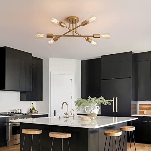 Gold Modern Sputnik Chandelier Ceiling Light Fixtures