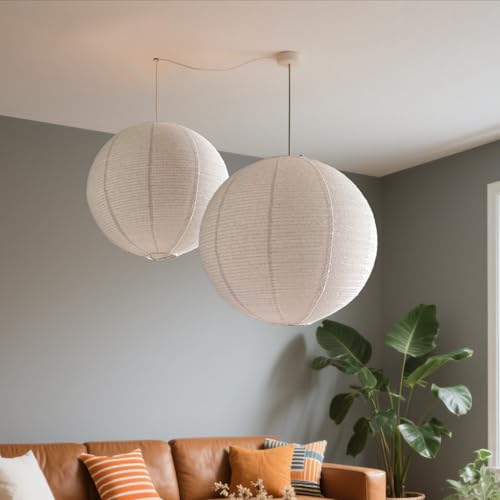 Large Hanging Lamp Shade 20INCH Can Replace Round Paper Lanterns Linen Pendant Light Handmade Hanging Lantern Minimalist Decorations Suitable For The Living Room