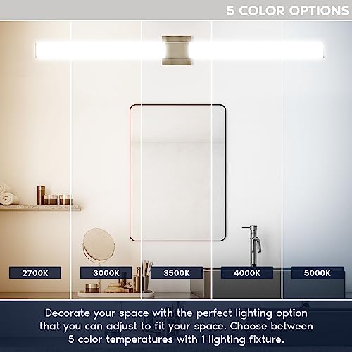 LED Bathroom Vanity Light Fixtures Square 48 Inch Brushed Nickel 5 CCT 2700K