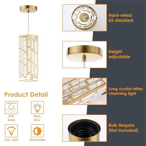 Modern 1 Light Crystal Pendant Light Kitchen Island (3 Count)