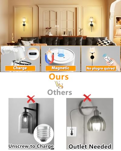 23 inch Crystal Battery Operated Wall Sconce Set of 2