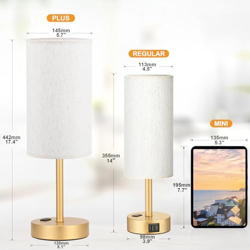 17.4" Gold Lamp for Bedroom