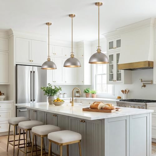 13 Inch Antique Silver Metal Pendant Light Kitchen Island