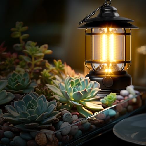 Retro LED Black Portable Battery Powered Camping Lanterns (3 Count)