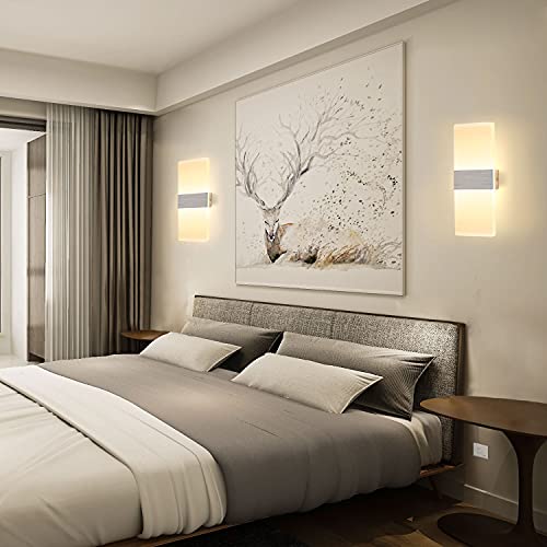 Dimmable Modern Acrylic LED Wall Sconces 12W Warm White (2 Count)