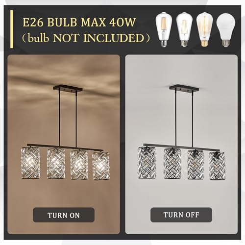 40" Black Crystal Linear Chandelier