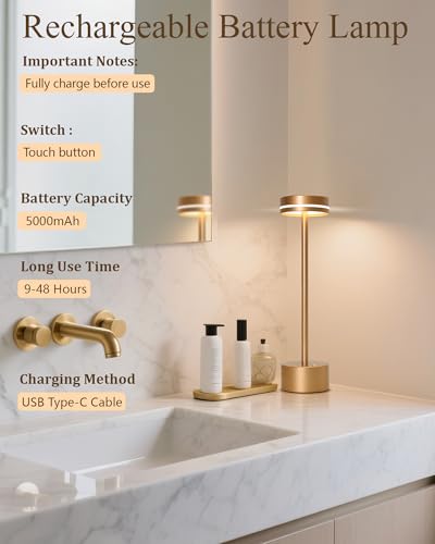 2 Pack LED Cordless Table Lamp Rechargeable (2 Count)