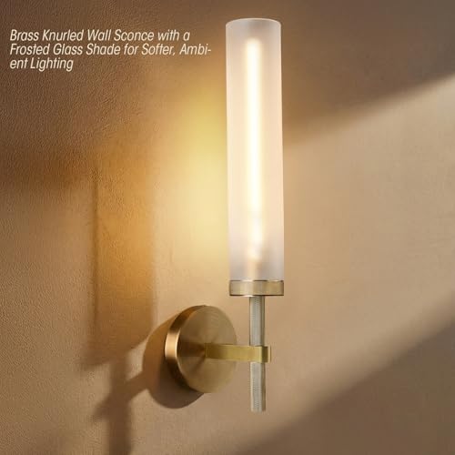 20" Knurled Brass Bathroom Wall Sconces