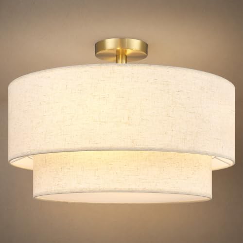 20 Inch Drum Flush Mount Ceiling Light Gold