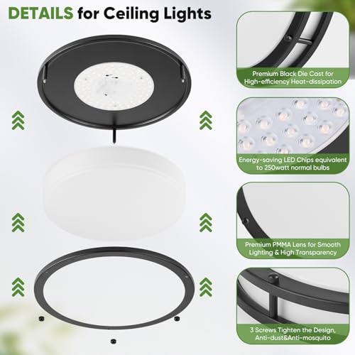 2 Pack 12 Inch Flush Mount Light Fixtures (2 Count)