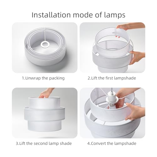 3 tier Drum Lamp Shade for Pendant Lighting Floor Lamps Replacement Shade