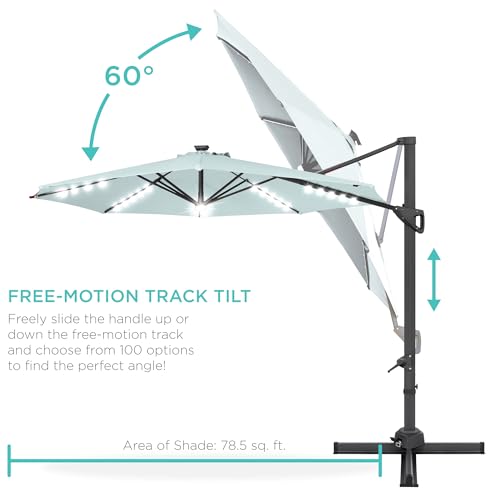 10ft Solar LED Cantilever Patio Umbrella