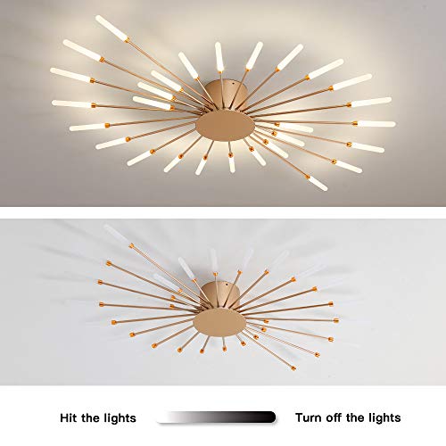 41.3" Ceiling Light Modern Flower Shape Ceiling Lamp for Dining Room Kitchen Hallway Semi Flush Mount Metal Acrylic Sputnik Firework Petal LED Lighting Fixture