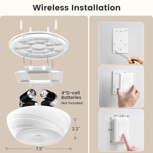 Battery Ceiling Light with Wall Switch Remote