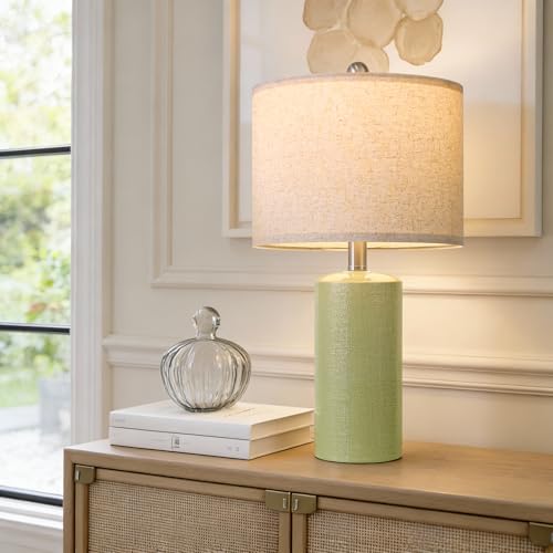 Small Table Lamps 20.25" Bedside Lamps Green Table Lamp for Living Room
