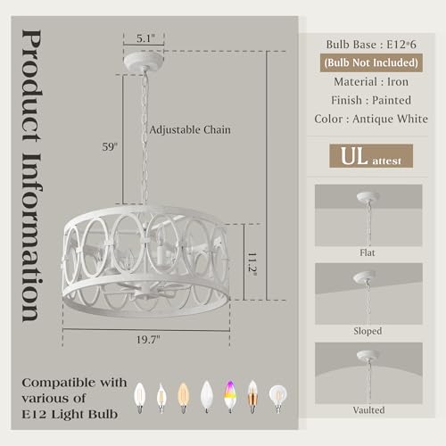 Farmhouse Antique Chandelier for Dining Room Kitchen Island 6 (6 Count)