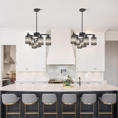 6 Light Black Crystal Chandelier