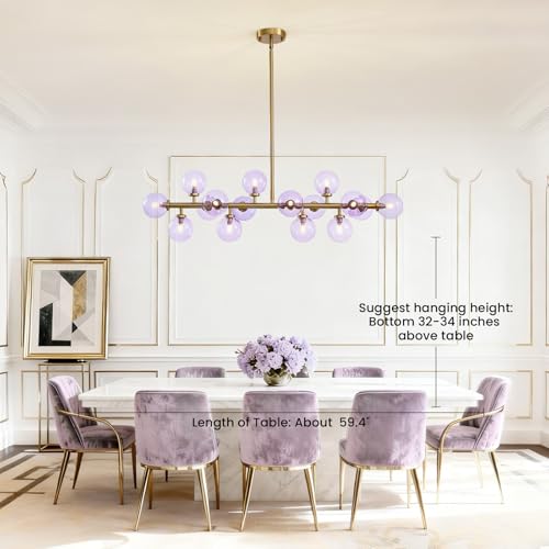 Mid Century Modern Gold Chandelier Rectangle Pendant Fixtures Linear Sputnik Chandeliers for Kitchen Island Dining Room Over Table