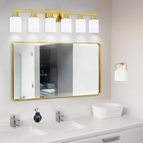6 Light Gold Bathroom Vanity Light Bathroom Light Fixture 36.8in