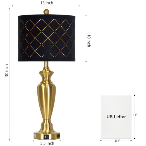 30" Tall Gold Table Lamps Set of 2 for Living Room & Bedroom (2 Count)