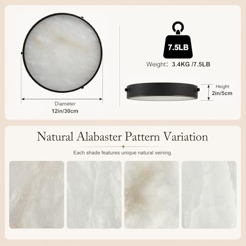 12 Inch Alabaster Flush