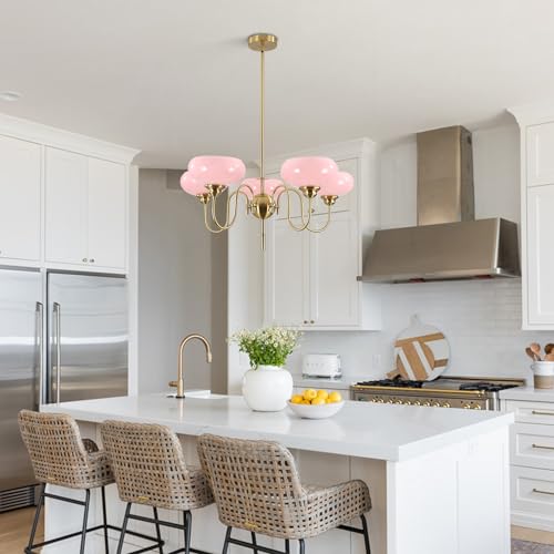 Pink Sputnik Chandelier Gold 5