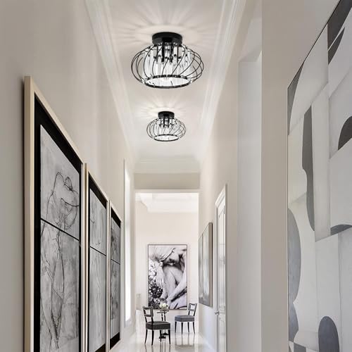 Black Crystal Ceiling Light Fixture