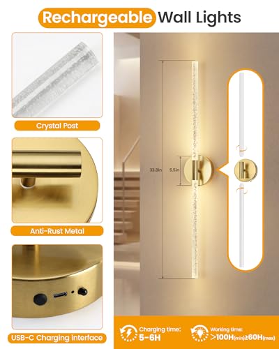 Crystal Inspired Bubble Battery Operated Wall Sconce Set of 2 (2 Count)