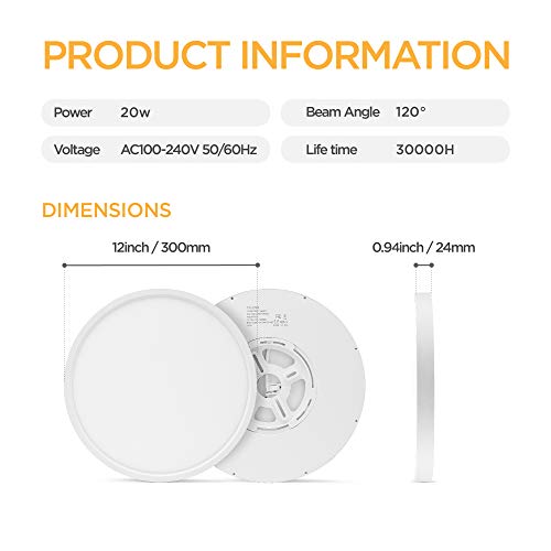 2 Pack 12 Inch LED Flush Mount Ceiling Light Fixture (2 Count)