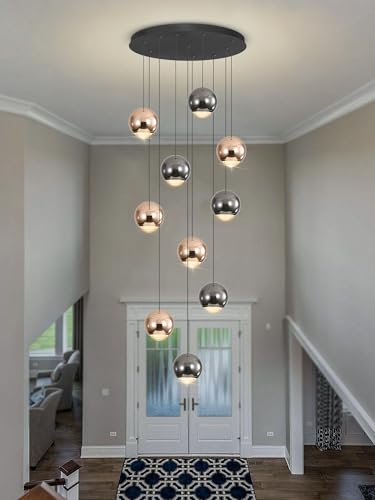 10 Light LED Staircase Chandelier Crystal Ceiling Lights Large Chandeliers for High Ceilings