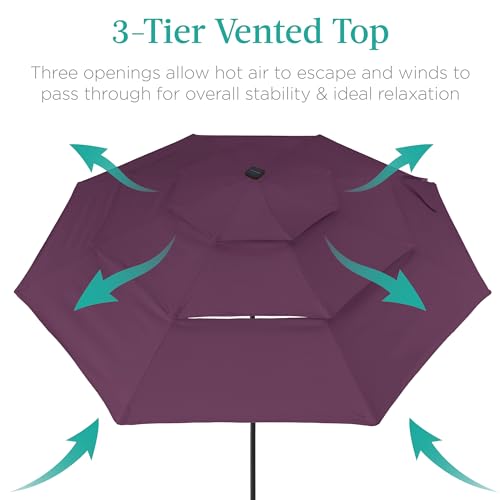 10ft 3 Tier Solar Patio Umbrella