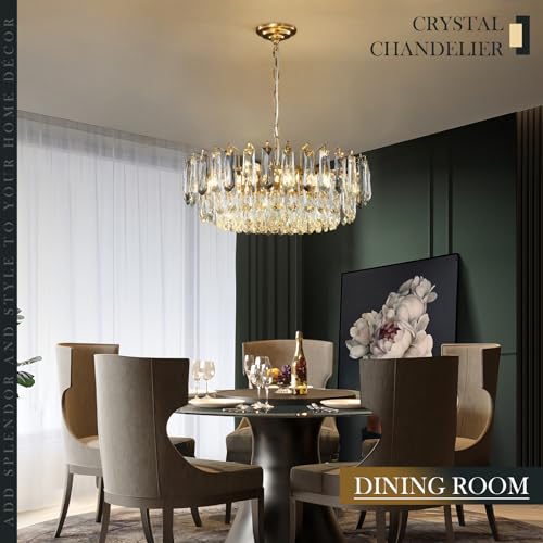 23.6" Modern Crystal Chandelier with Grey Crystal Gold 3