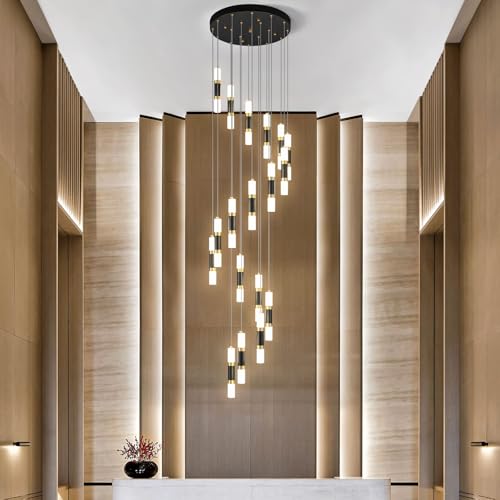 18 Light Modern Kitchen Island Black Gold Ceiling Pendant Light Dimmable LED 108W Staircase Large Chandelier Lobby Living Room Bedroom Foyer High Ceiling Chandelier