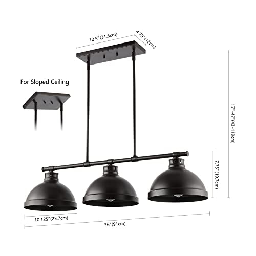 Asher 3 Light Linear Pendant 36" Metal