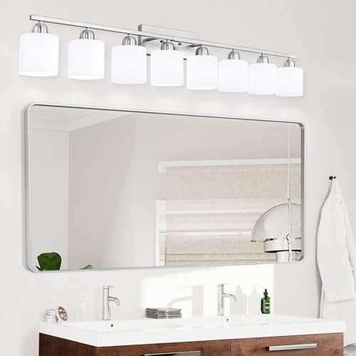 Brushed Nickel Bathrooms Lights for Huge Mirror