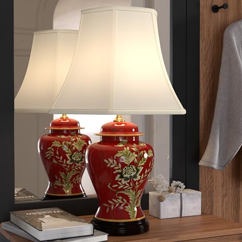 22.5" Golden Foliage Porcelain Lamp