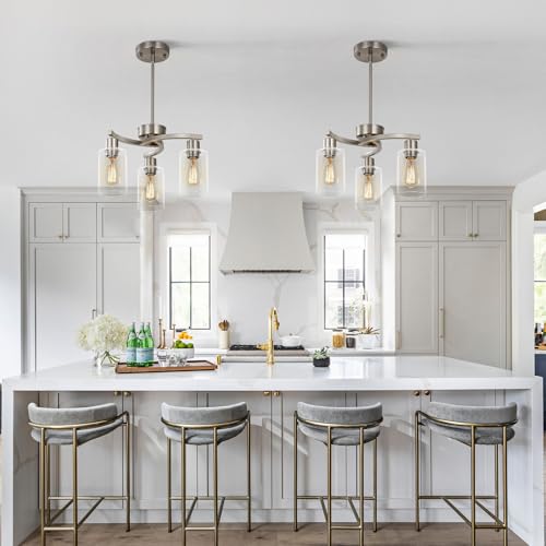 3 Light Brushed Nickel Modern Pendant Light