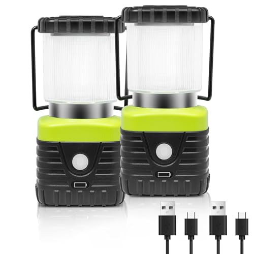 2PCS White LED Camping Lantern Rechargeable for Power Outages (16.8 Ounce)