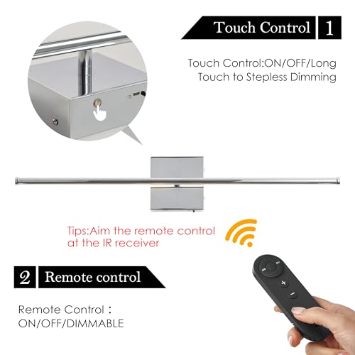 24.4 Inch Wall Sconces Battery Operated for Living Room Chrome (2 Count)